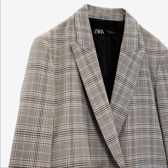 Zara Oversized Plaid Double Breasted Blazer NWOT (Part of Set) - Picture 5 of 6